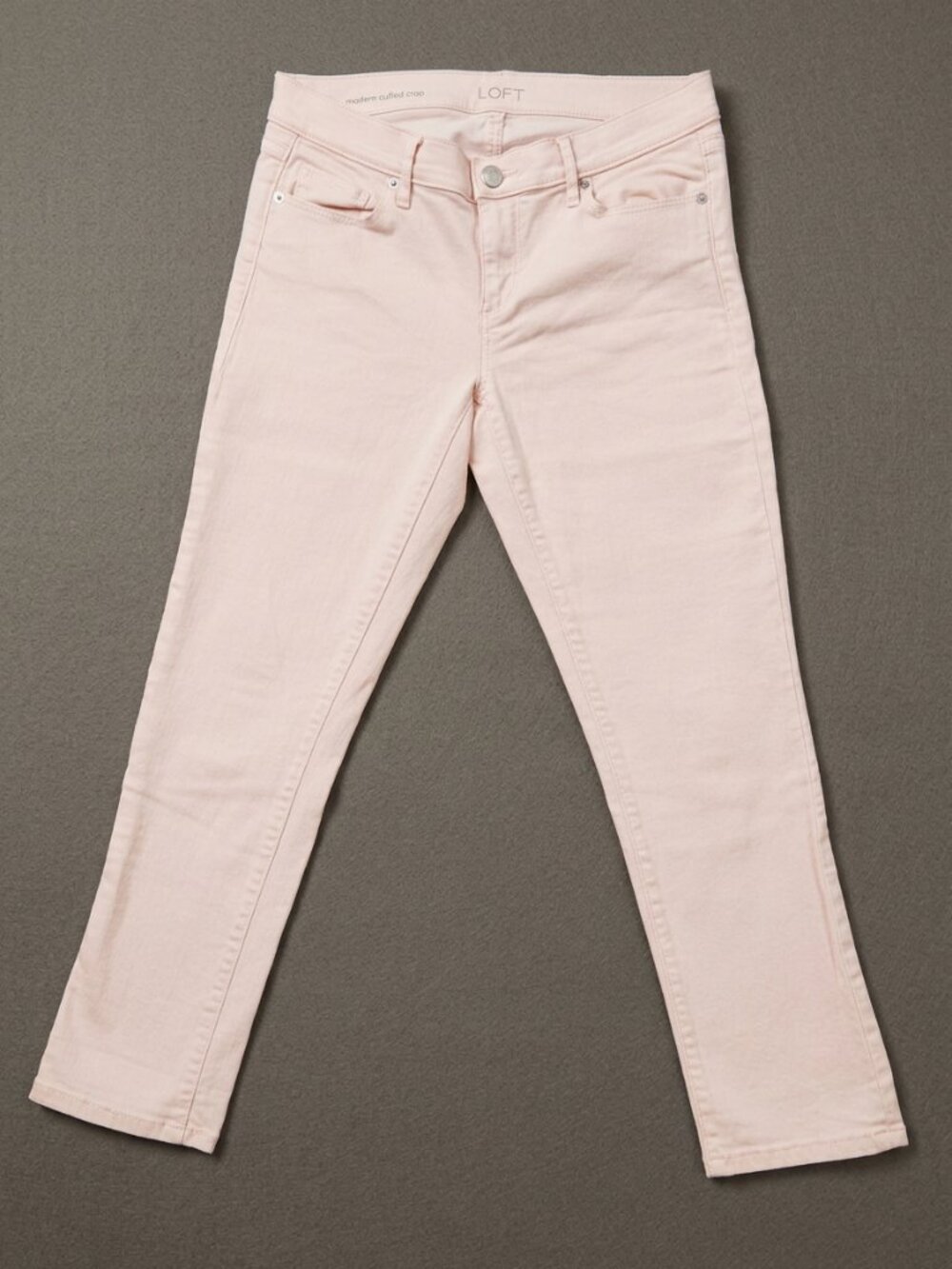 Ann Taylor LOFT Modern Cuffed Crop Jeans Blush Pink Stretch Denim Women's S/6